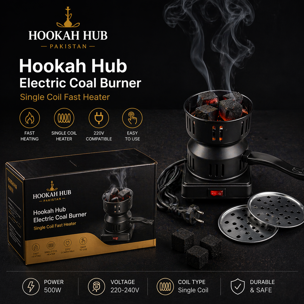 Hookah Hub Electric Coal Burner – Single Coil Fast Heater