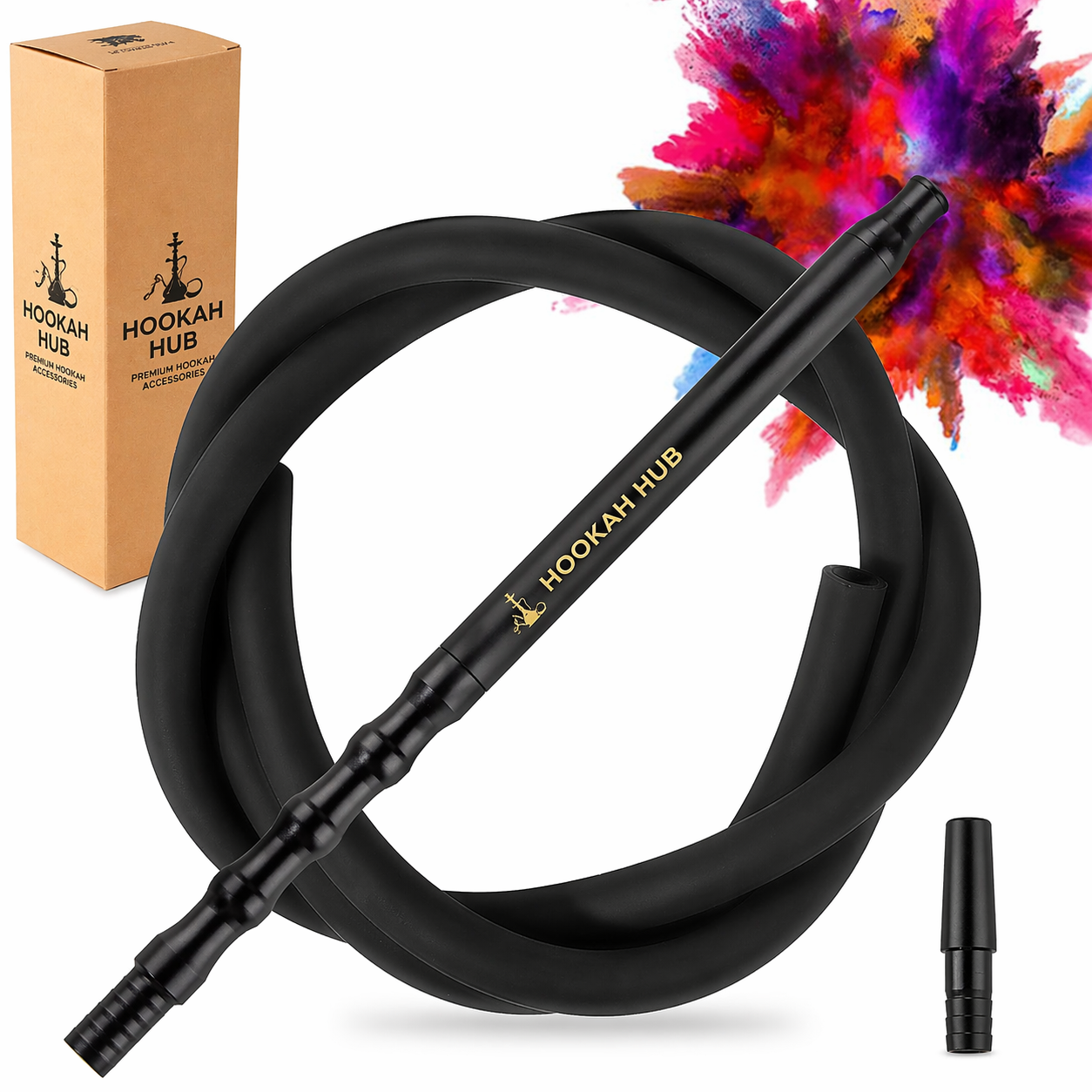 Premium Washable Silicone Hookah Hose – 1.5m with Wooden Mouthpiece