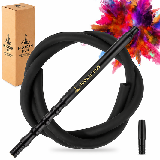 Premium Washable Silicone Hookah Hose – 1.5m with Wooden Mouthpiece