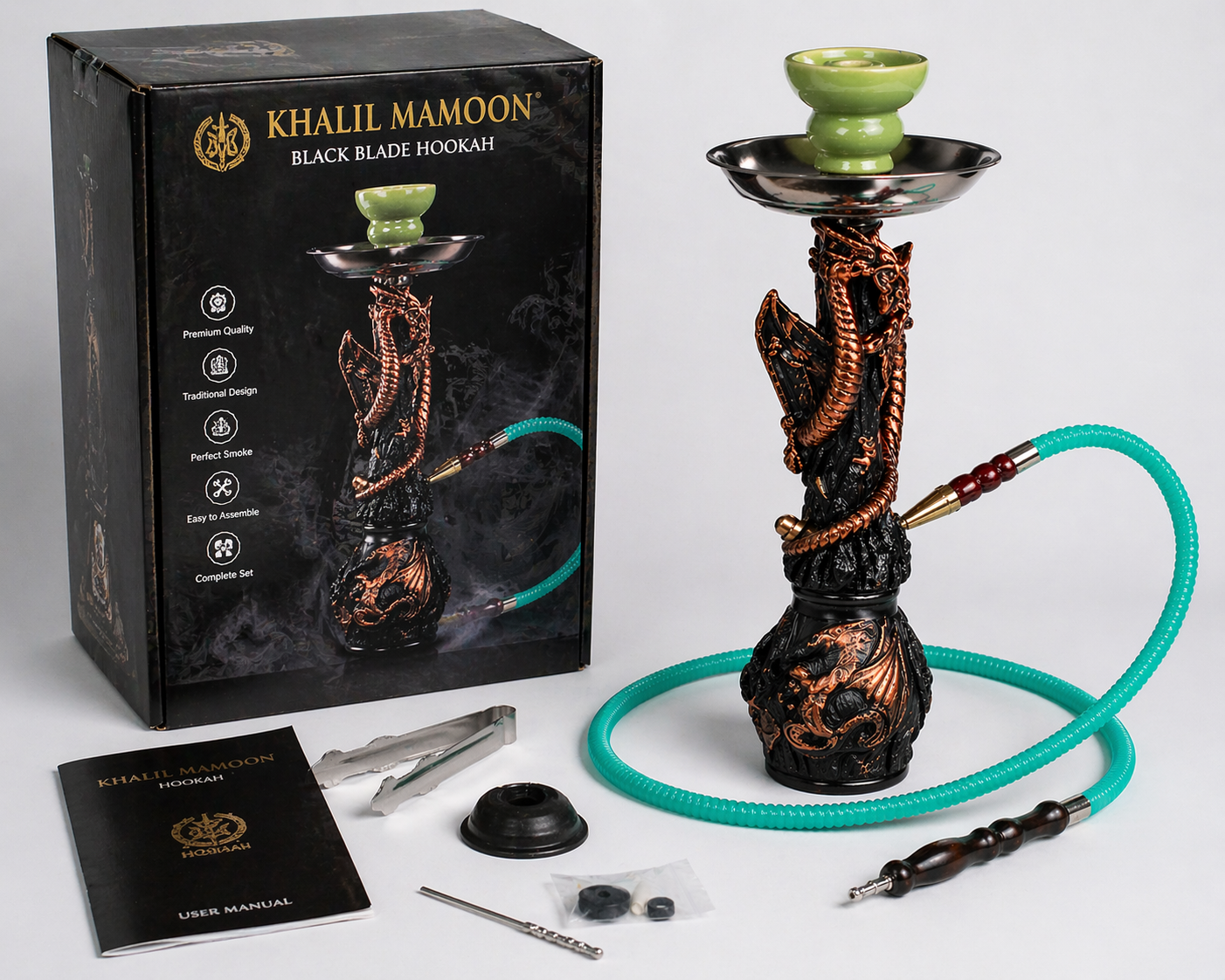 Khalil Mamoon Black Blade Hookah – Premium Egyptian Hookah